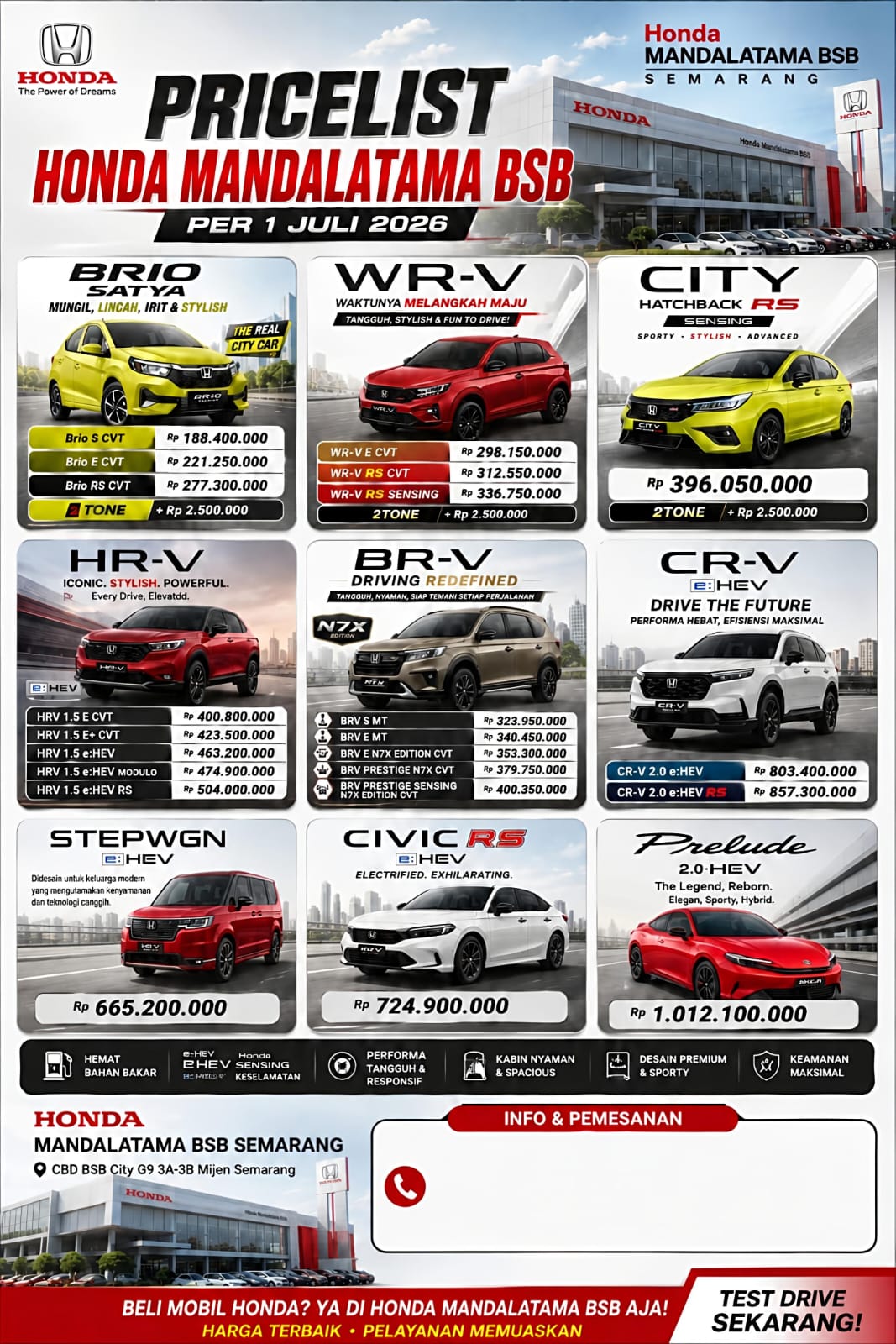 Harga Honda Semarang Terbaru